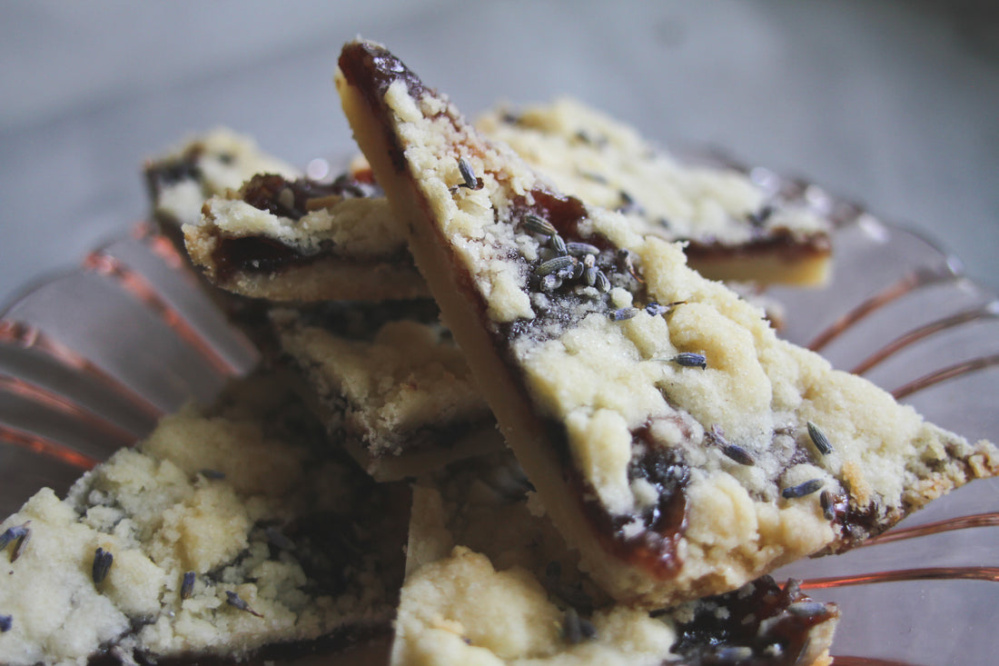 Laura Ann's Lavender and Jam Shortbread Bars